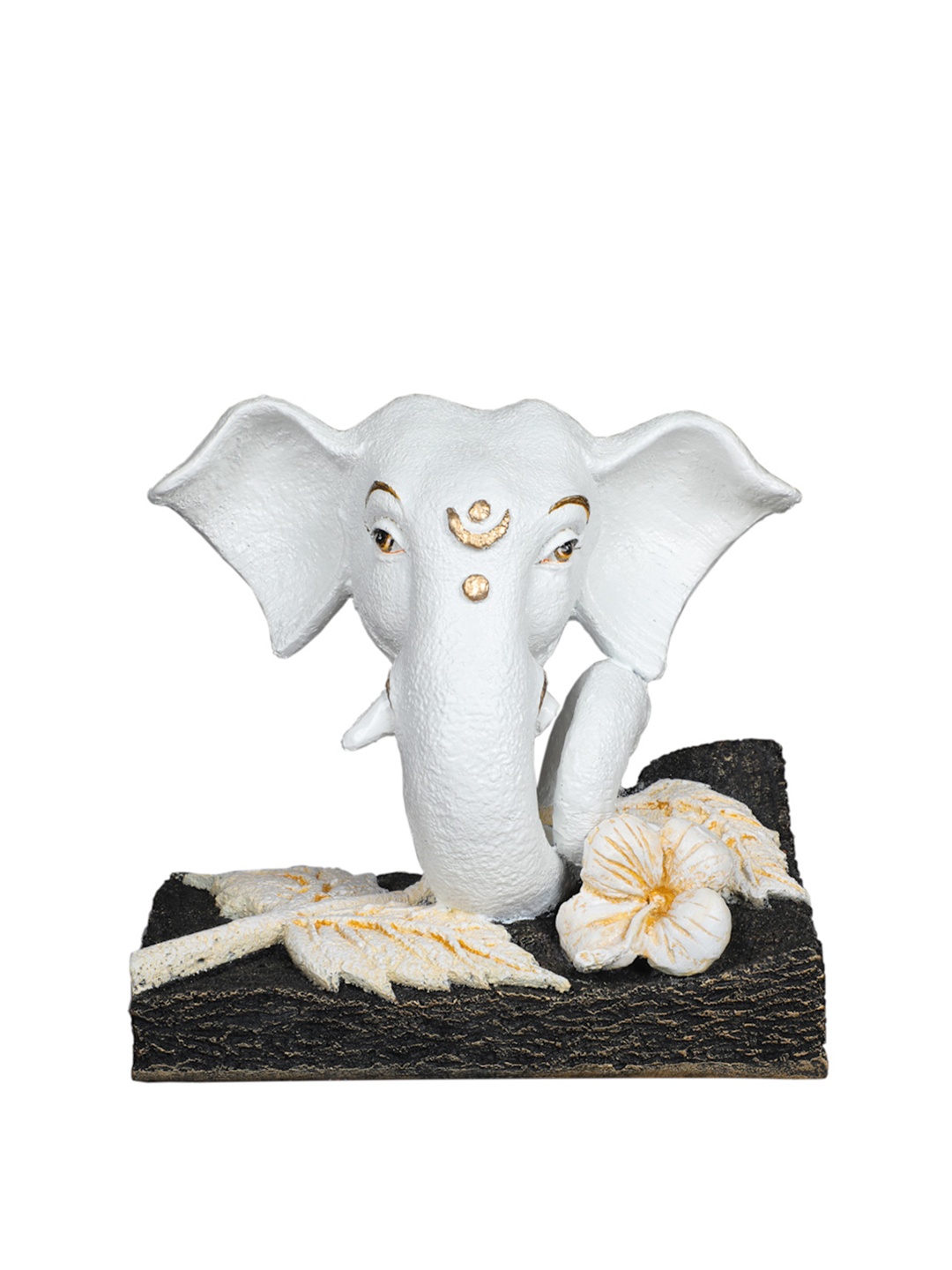 

TANSHA QUO White & Black Handmade Flower Base Ganesha Decorative Showpiece
