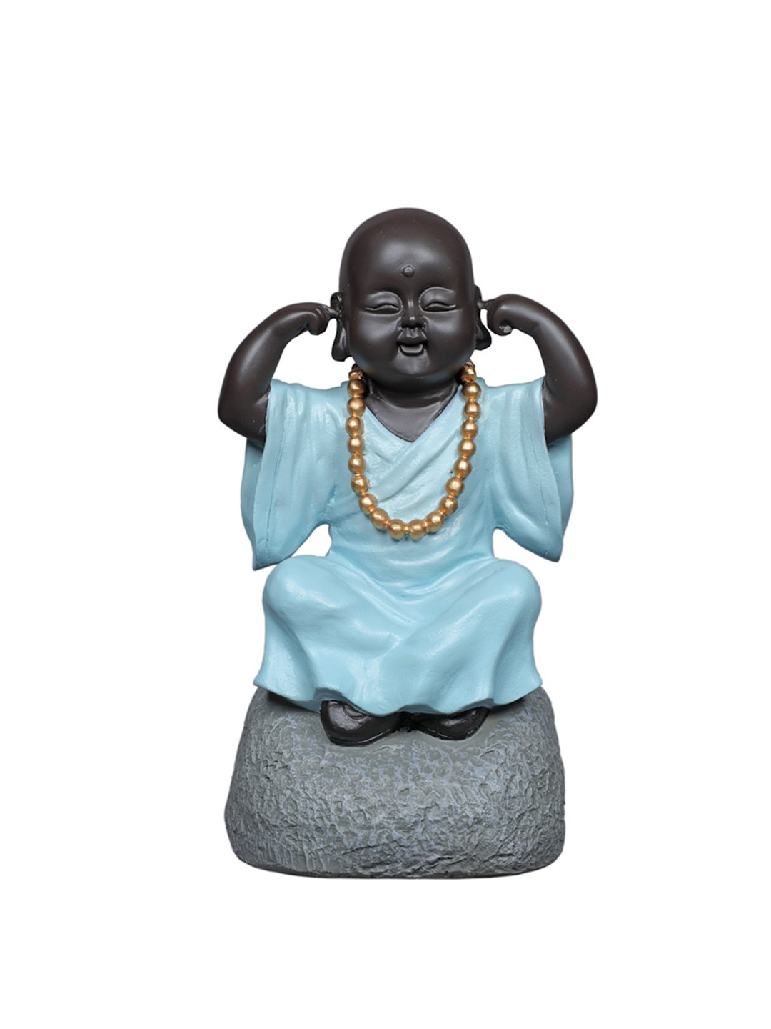 

TANSHA QUO Black & Blue Tatva Monk - Dont Hear Bad Polyresin Decorative Showpieces