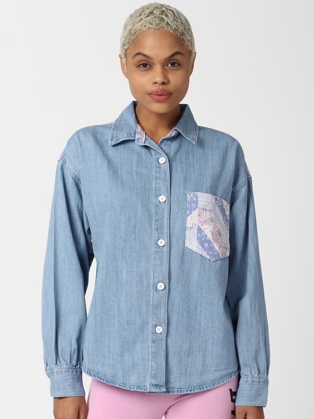 

FOREVER 21 Blue Shirt Style Top