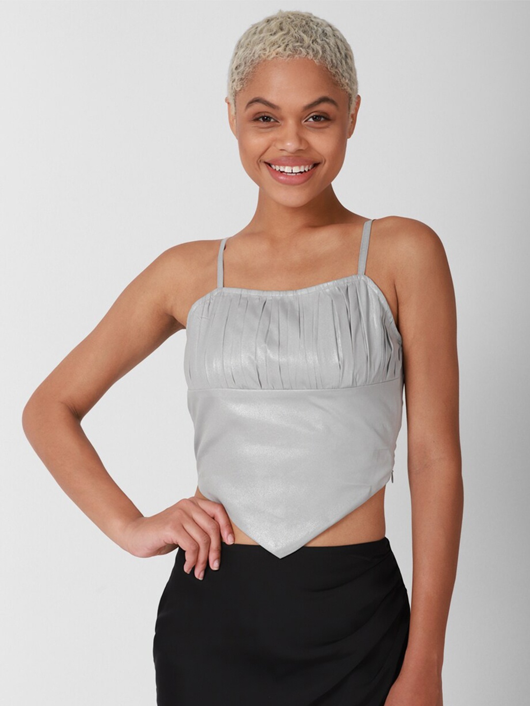 

FOREVER 21 Women Grey Crop Top