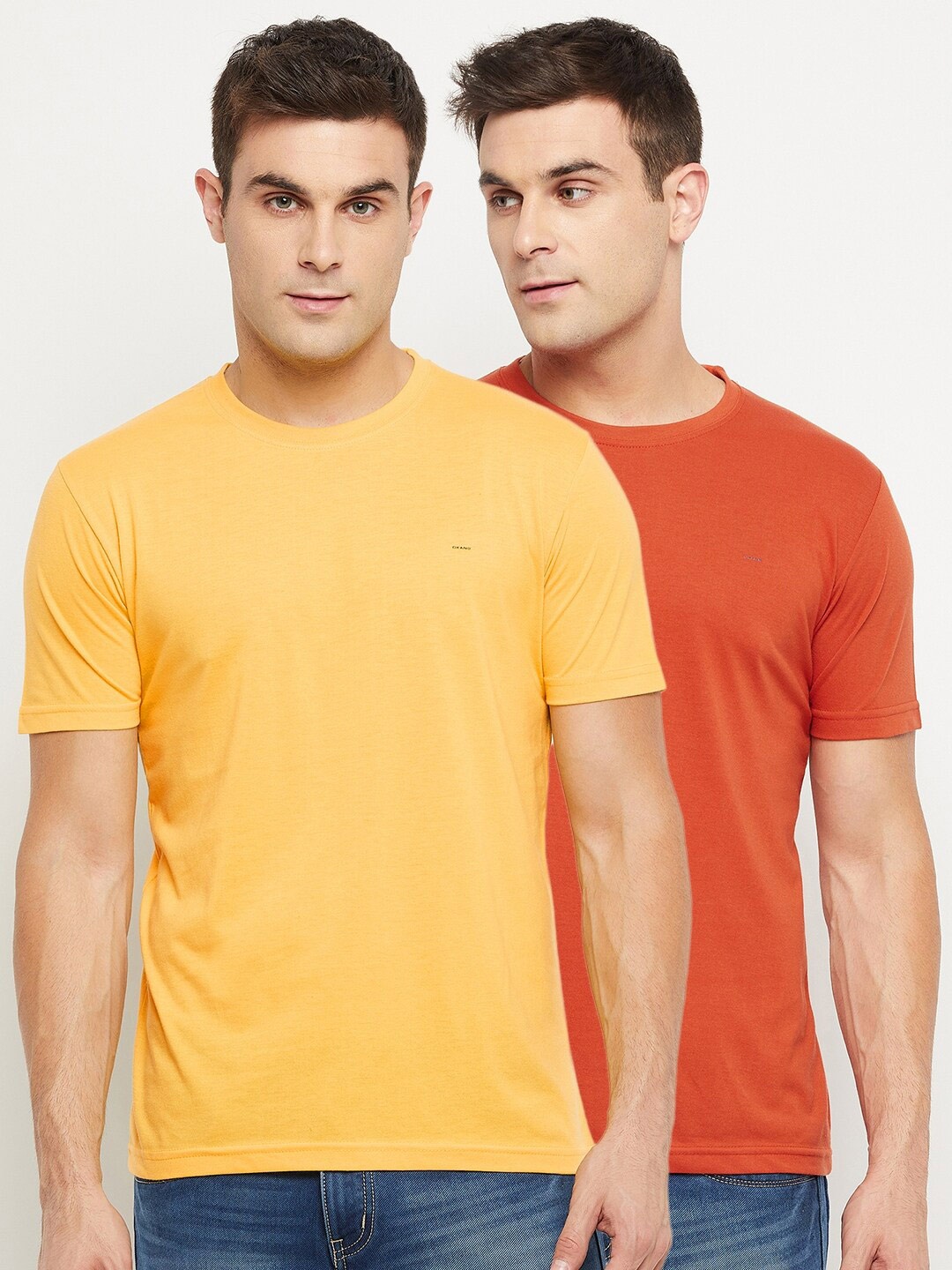 

Okane Men Pack of 2 Solid T-shirt, Orange