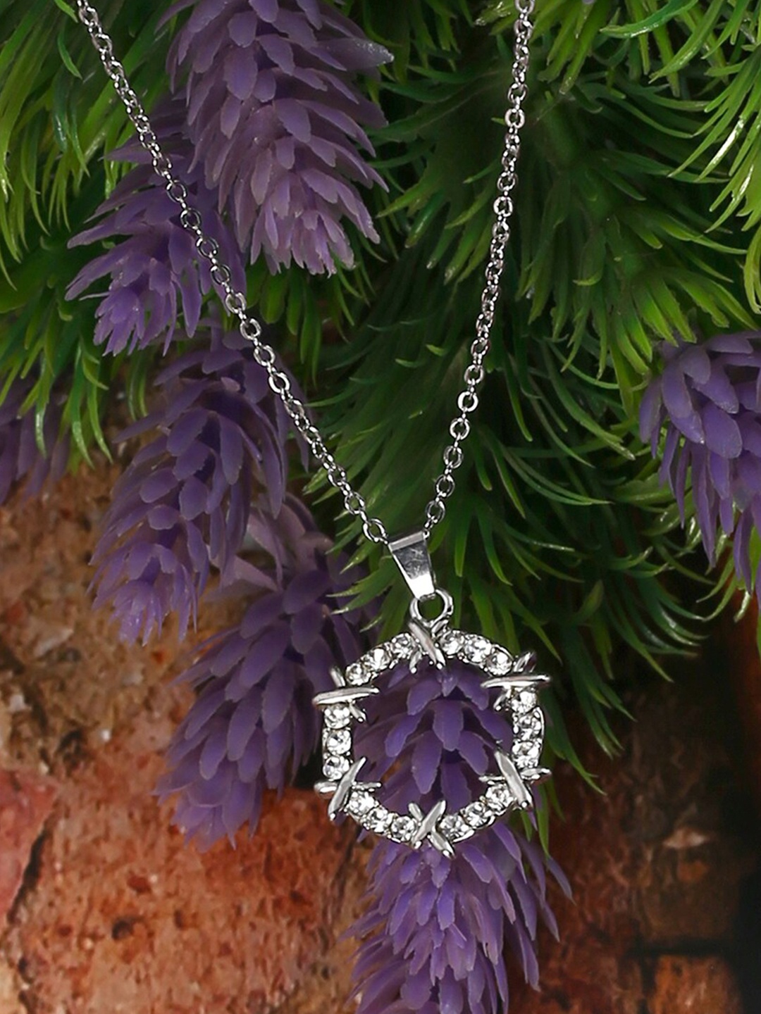 

Jewelz Silver-Plated Pendant With Chain