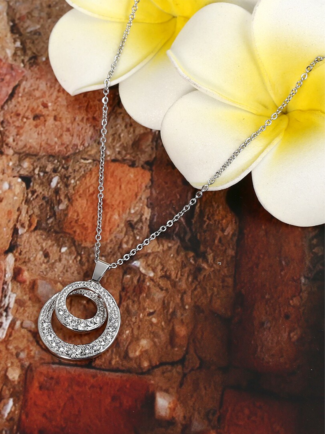 

Jewelz Women Silver-Plated Stone Studded Necklace