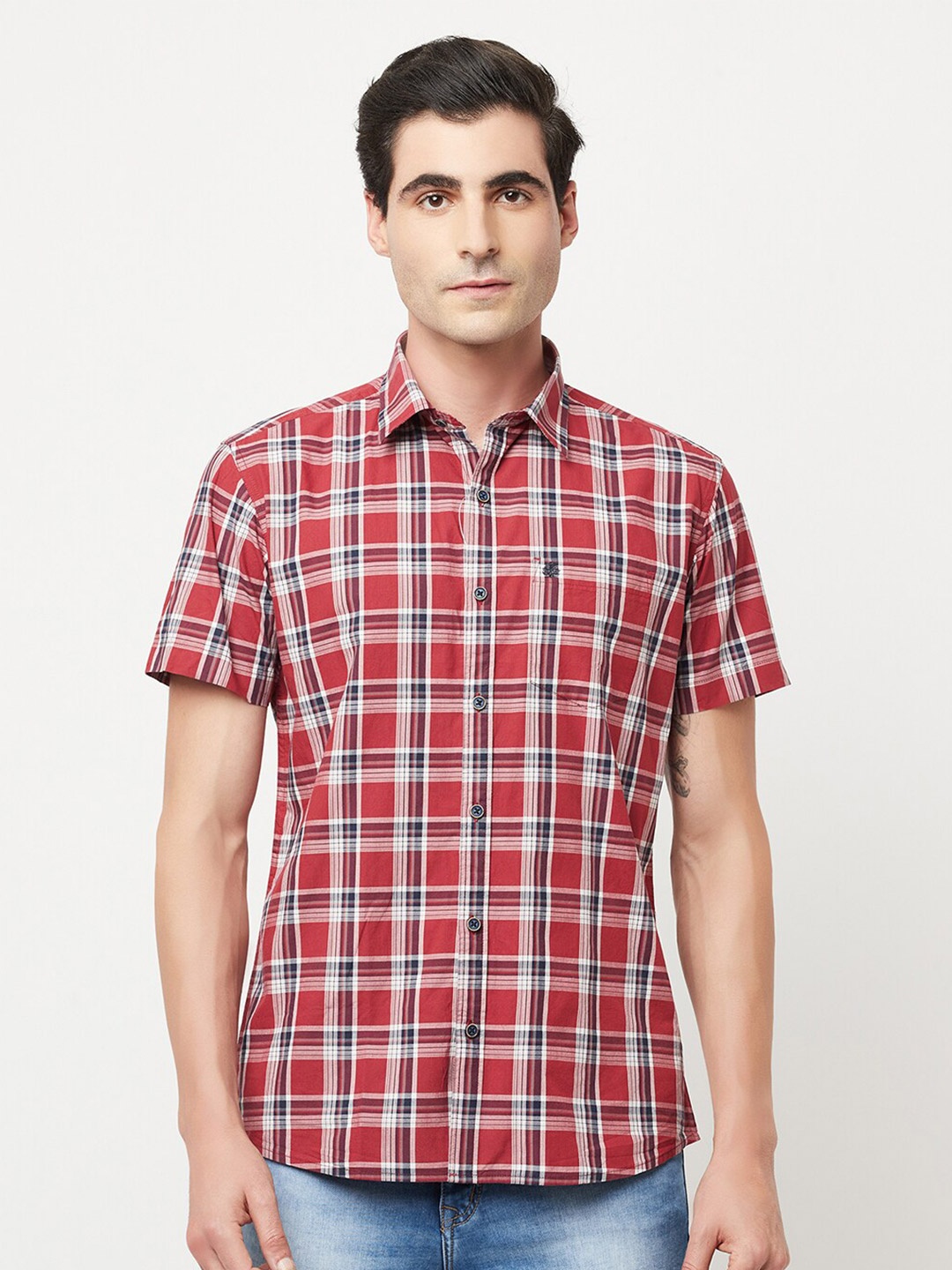 

METTLE Men Maroon Checked Casual Shirt