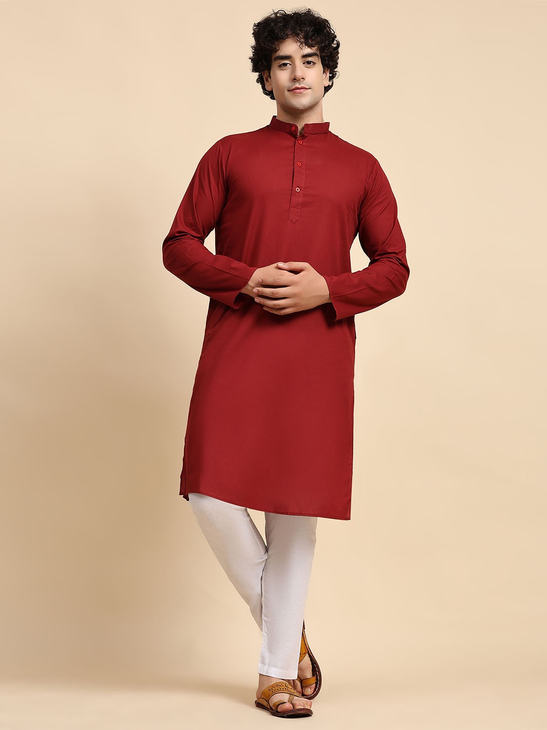 

Enciger Men Red Pure Cotton Kurta with Pyjamas