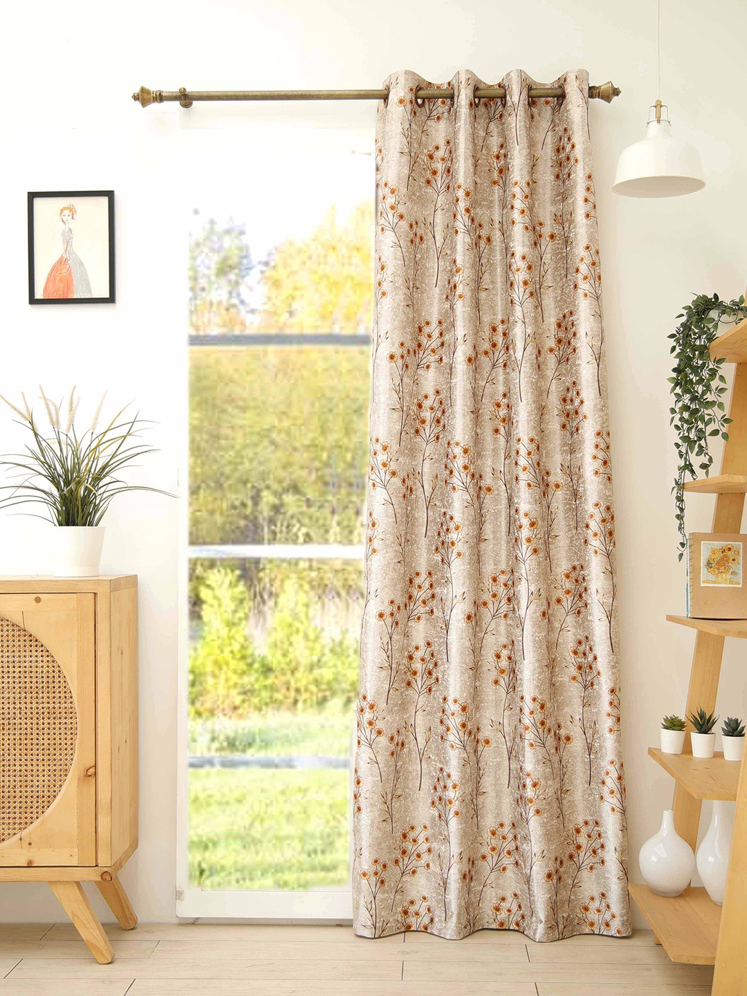 

Ariana Brown & Red Floral Long Door Curtain