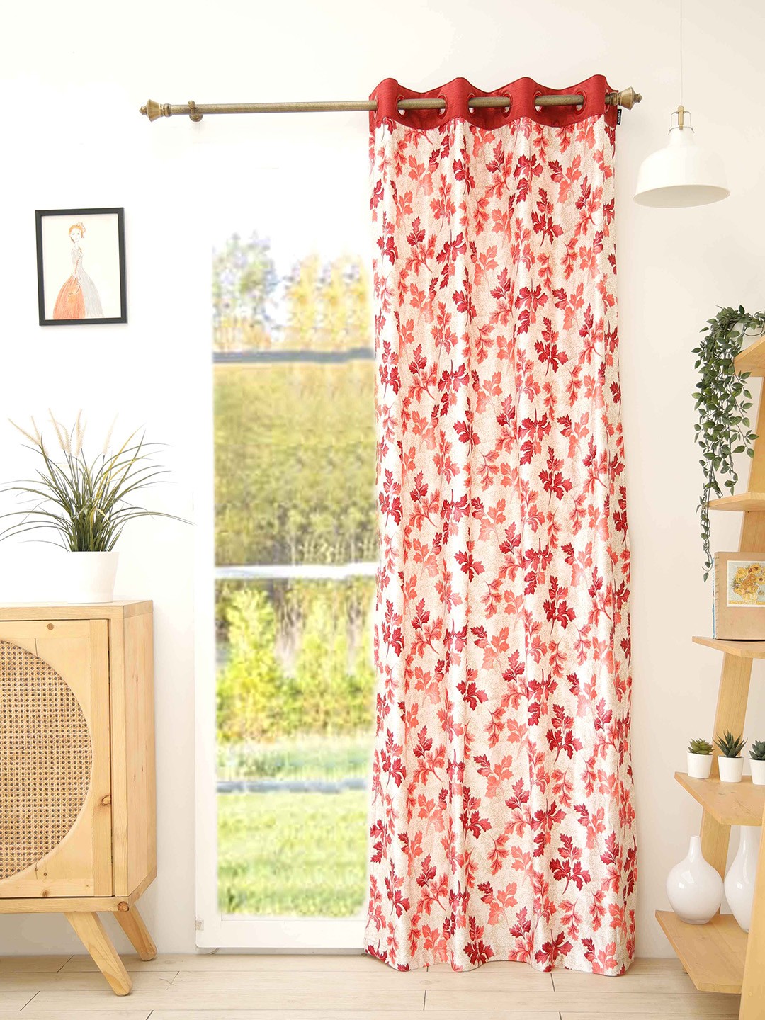 

Ariana Red & Cream-Coloured Floral Long Door Curtain