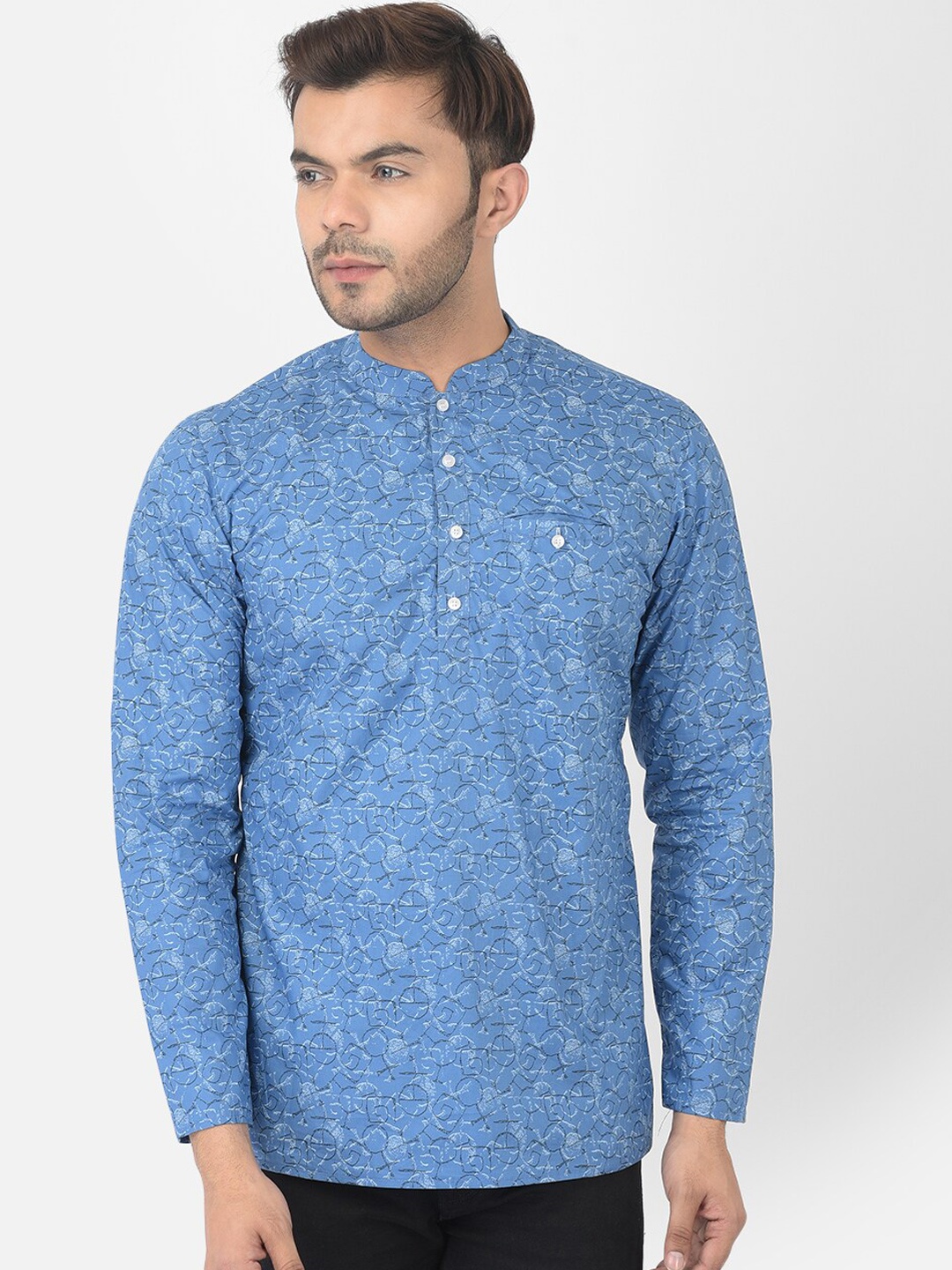 

DEYANN Men Blue Geometric Printed Kurta
