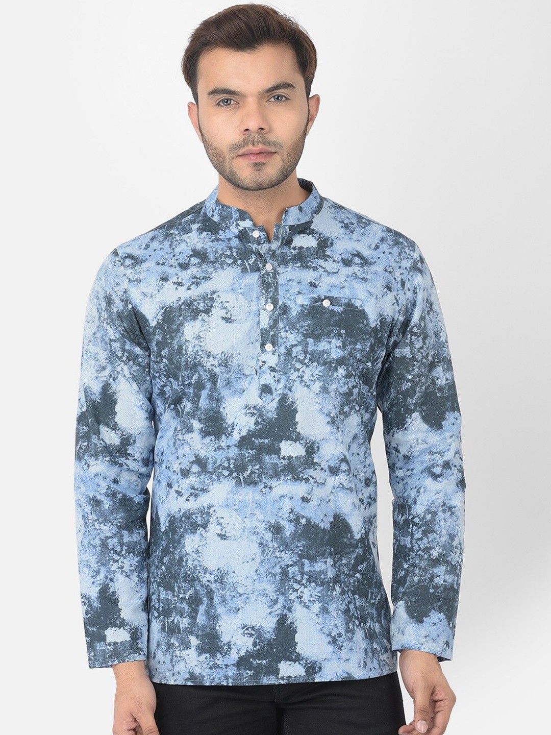 

DEYANN Men Blue Dyed Cotton Straight Kurta