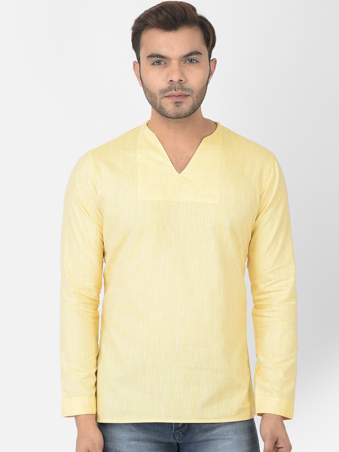 

DEYANN Men Yellow Solid Kurta