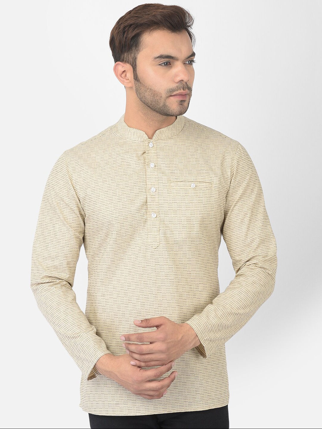 

DEYANN Men Cream-Coloured Flared Sleeves Thread Work Kurta