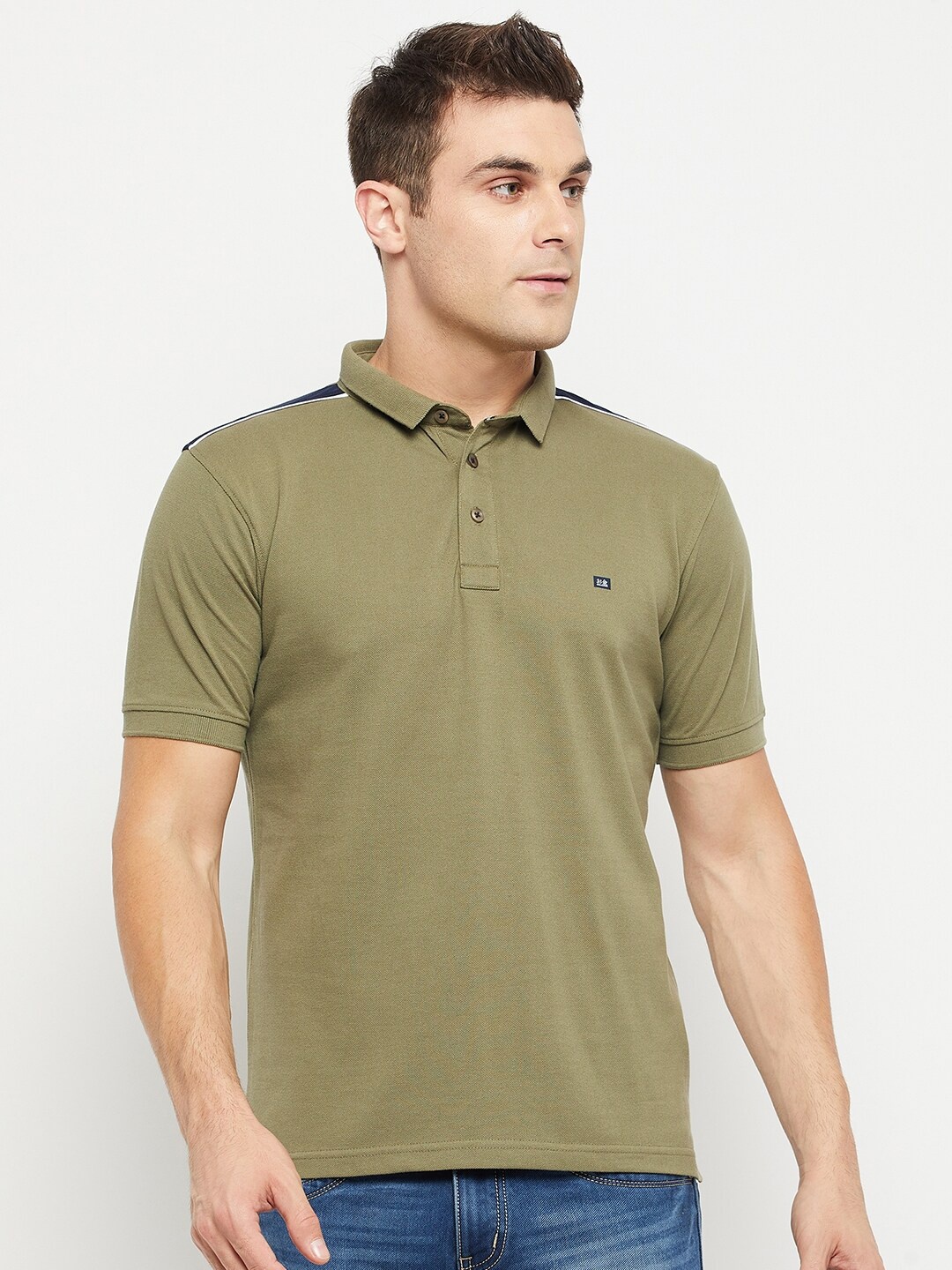 

Okane Men Olive Green Polo Collar T-shirt