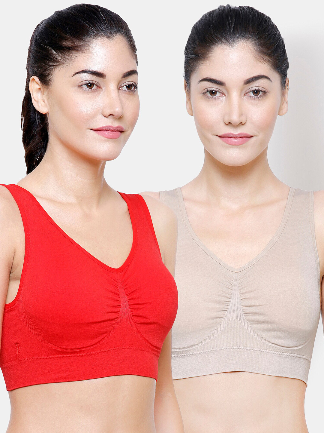 

FashionRack Beige & Red Pack of 2 Lightly Padded Bra