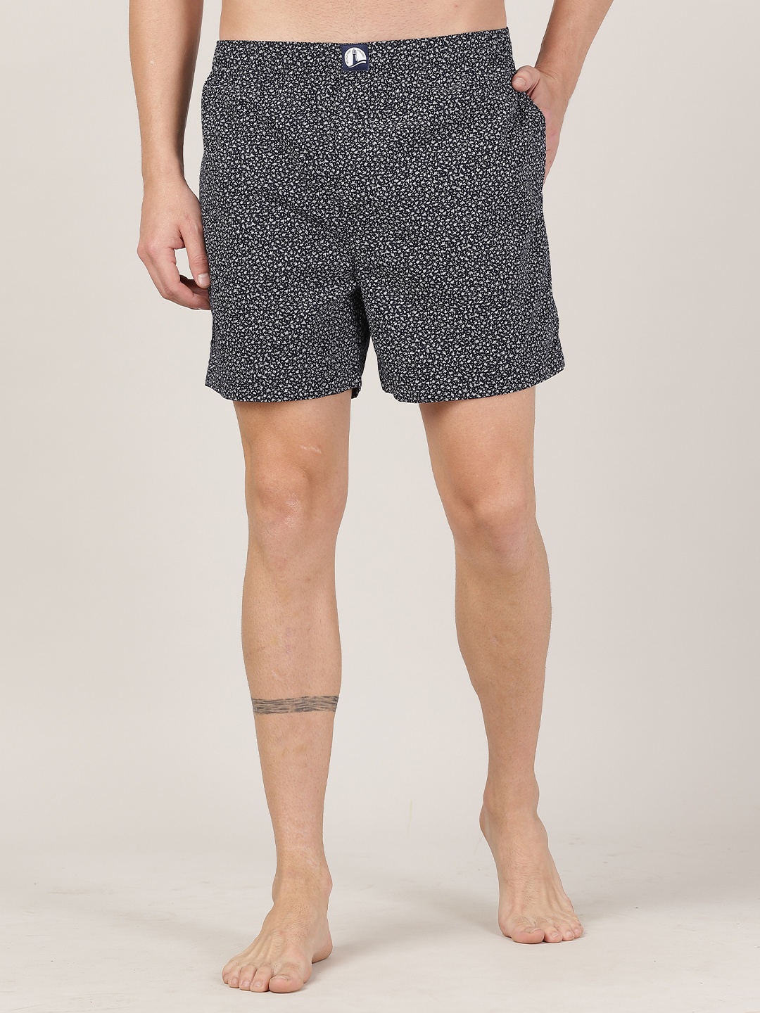 

MERCHANT MARINE Men Black & White Printed Pure Cotton Boxers