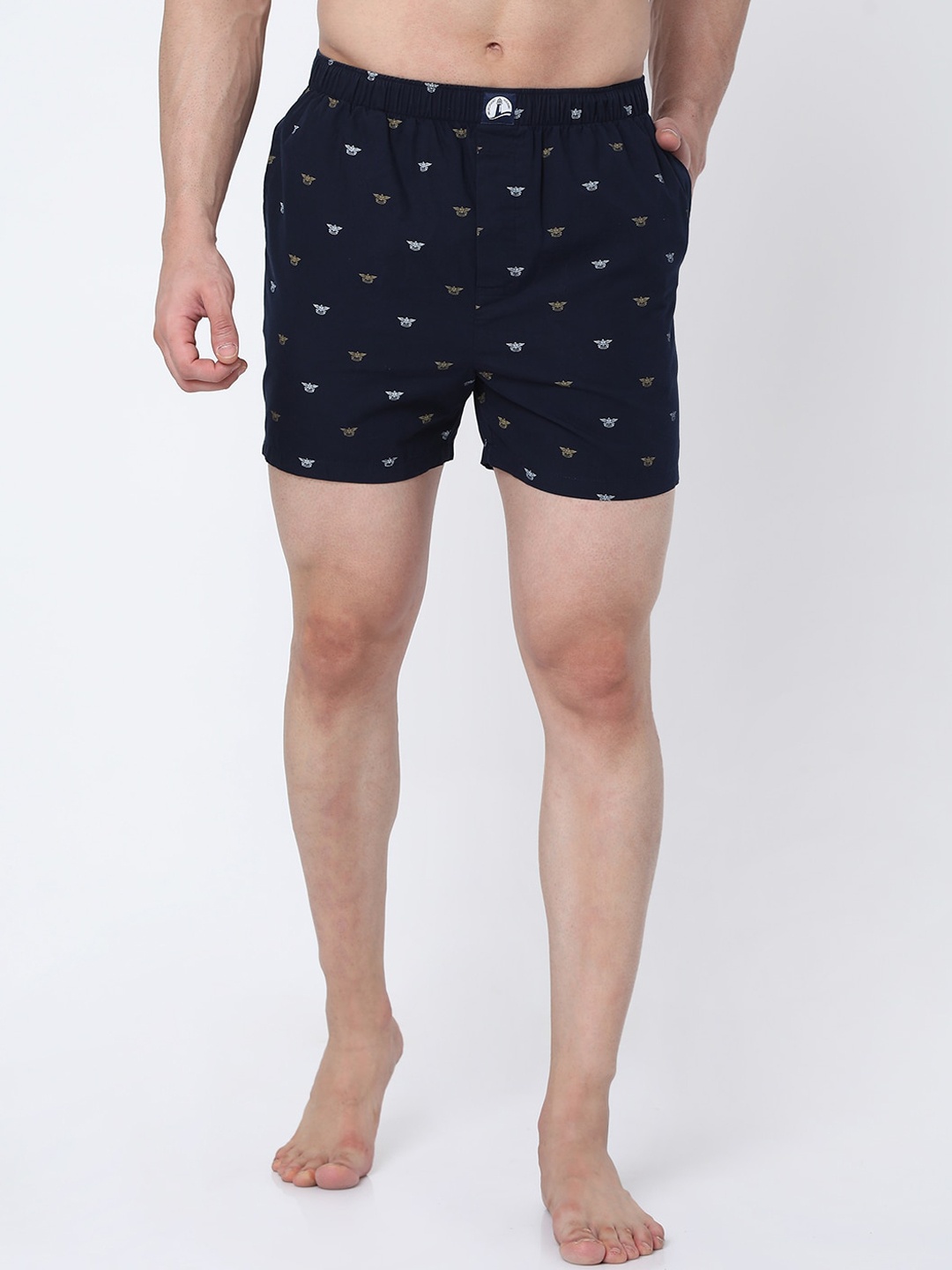 

MERCHANT MARINE Men Navy Blue & White Printed Pure Cotton Boxers 547MBCNML