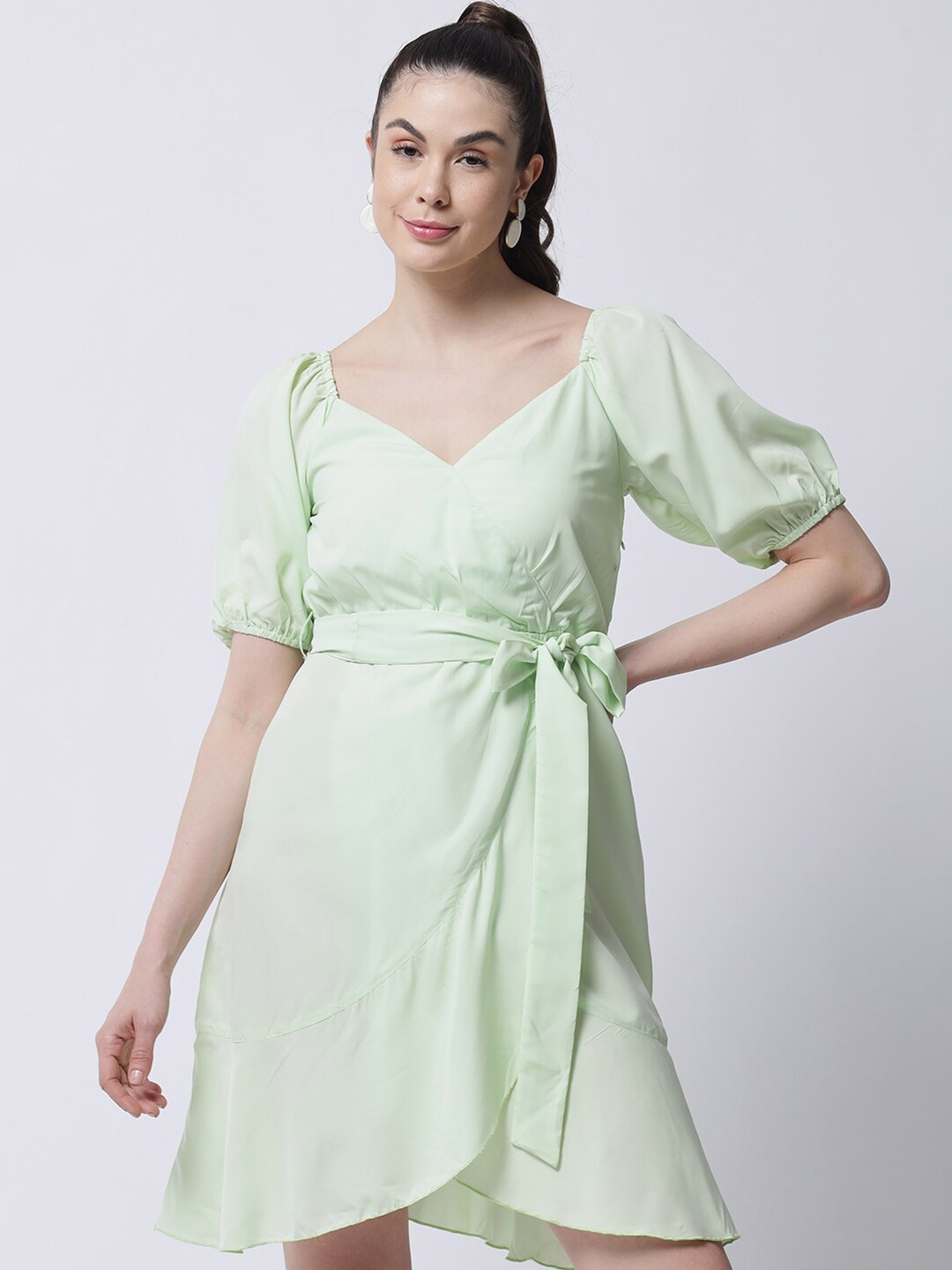 

MARC LOUIS Sea Green Crepe Dress