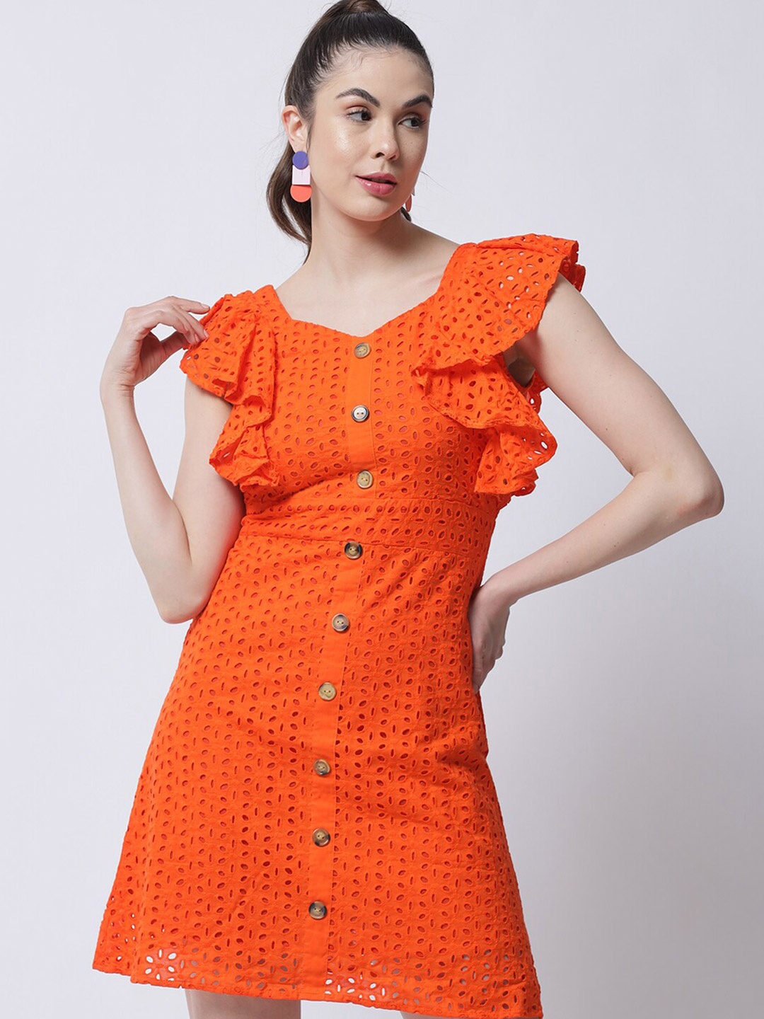 

MARC LOUIS Orange A-Line Dress