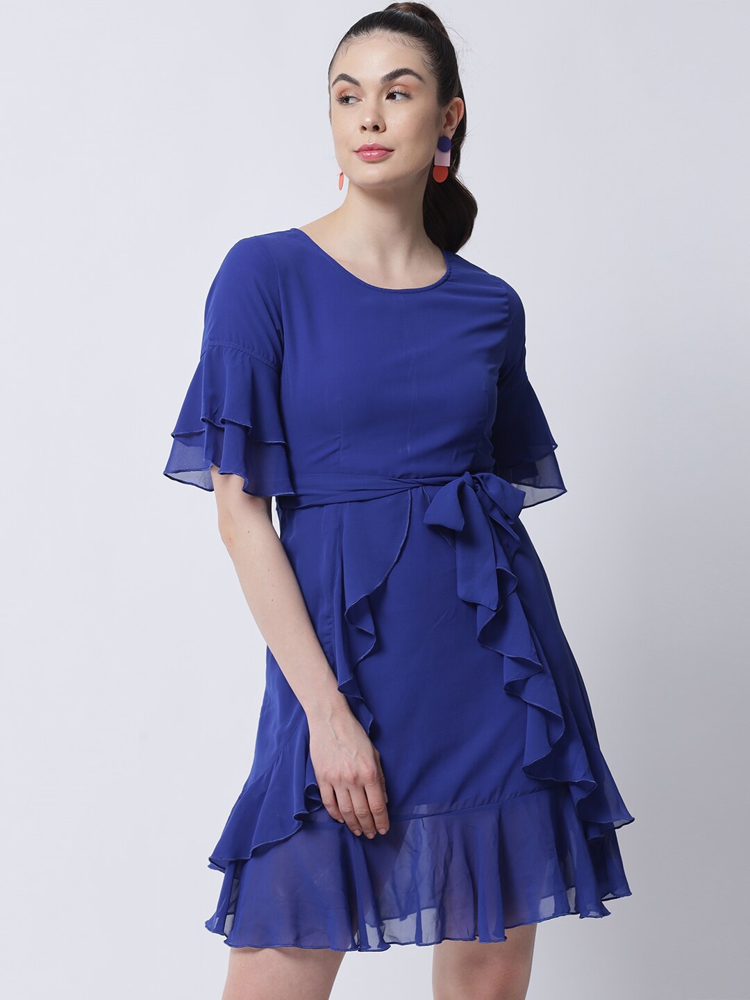 

MARC LOUIS Blue Georgette Dress