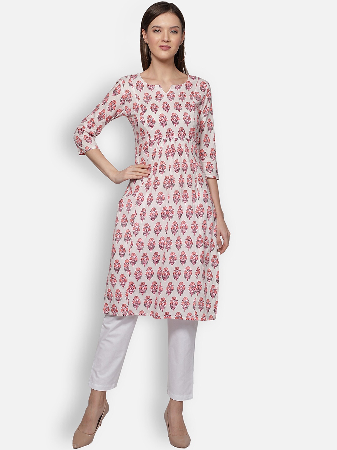 

Dipsha Women Pink Ethnic Motifs Printed Floral Cotton Kurta