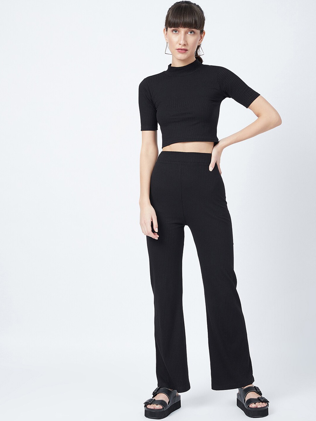 

DELAN Women Black Solid Co-Ord Sets