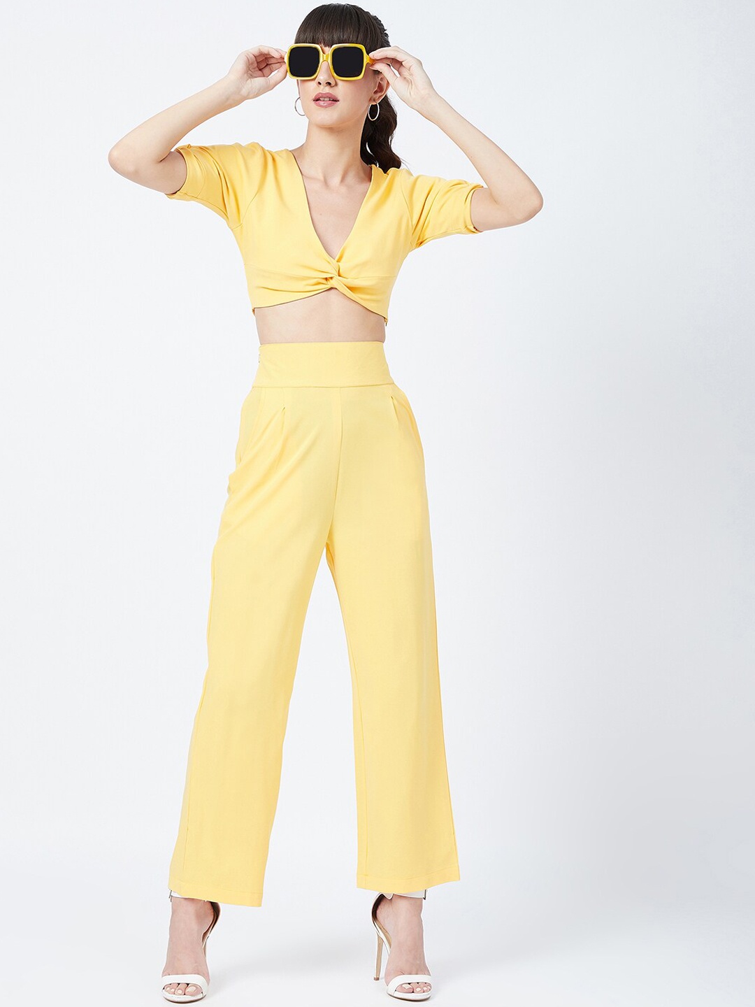 

DELAN Women Yellow Solid Co-Ord Sets