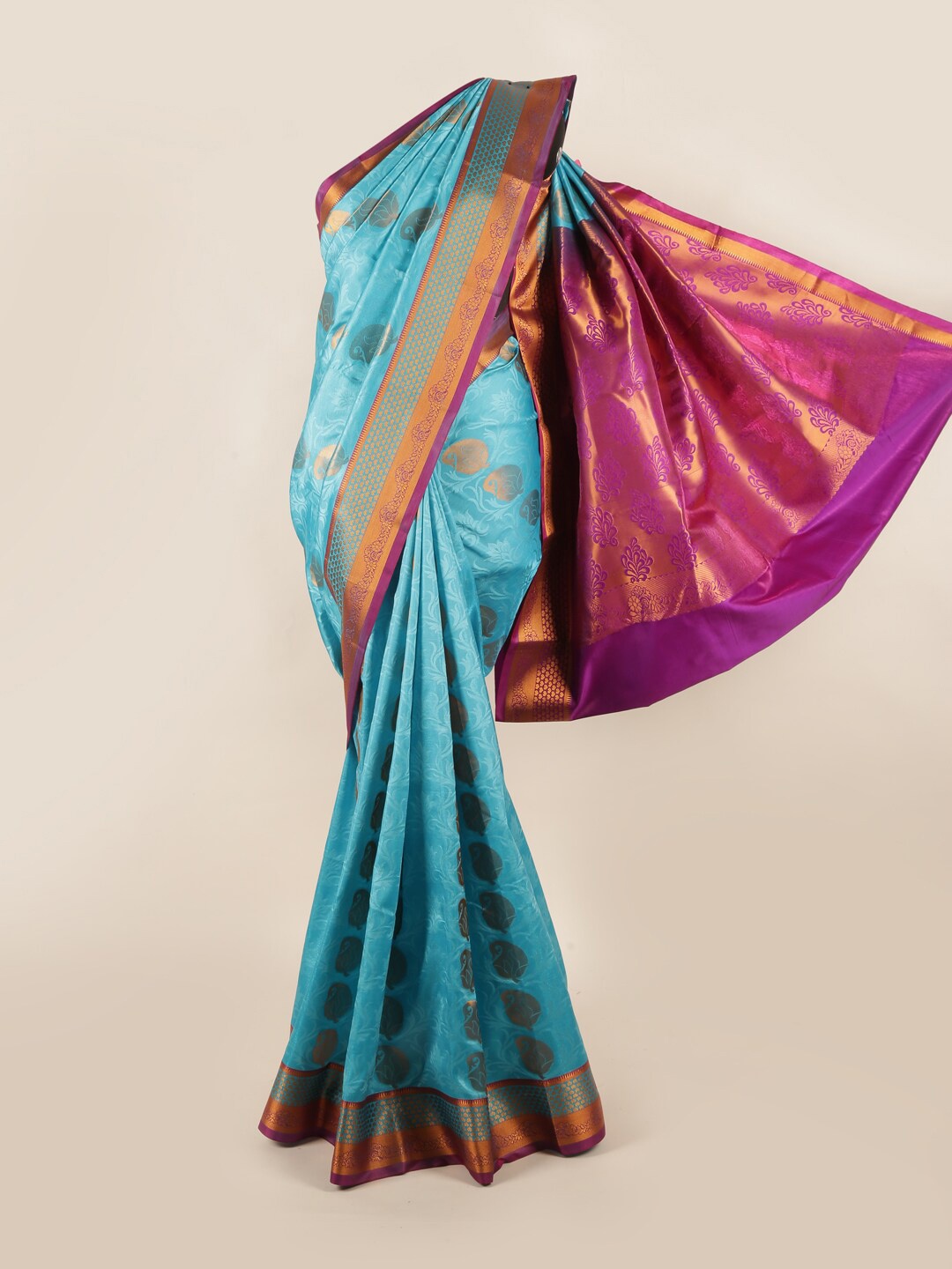 

Pothys Blue & Purple Woven Design Zari Art Silk Saree