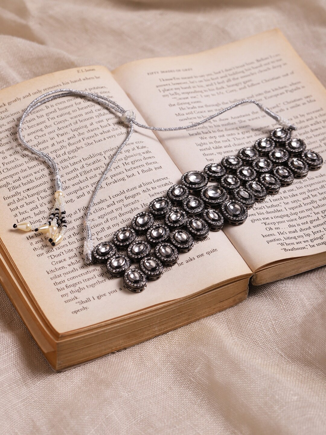 

Ruby Raang Black & Silver-Plated Brass Necklace