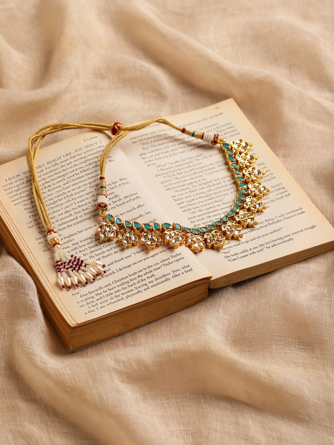 

Ruby Raang Gold-Toned & Blue Brass Gold-Plated Necklace