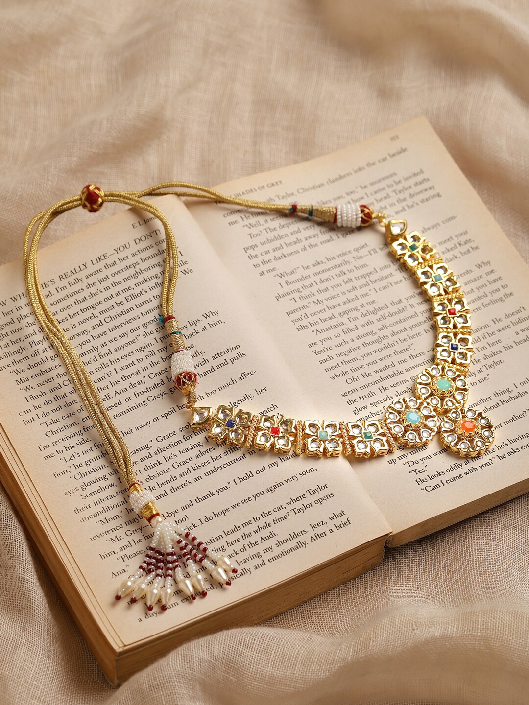 

Ruby Raang Gold-Plated & White Studded Necklace