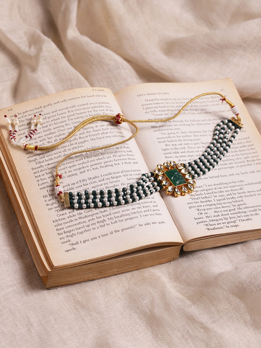 

Ruby Raang Gold-Plated & Green Choker Necklace