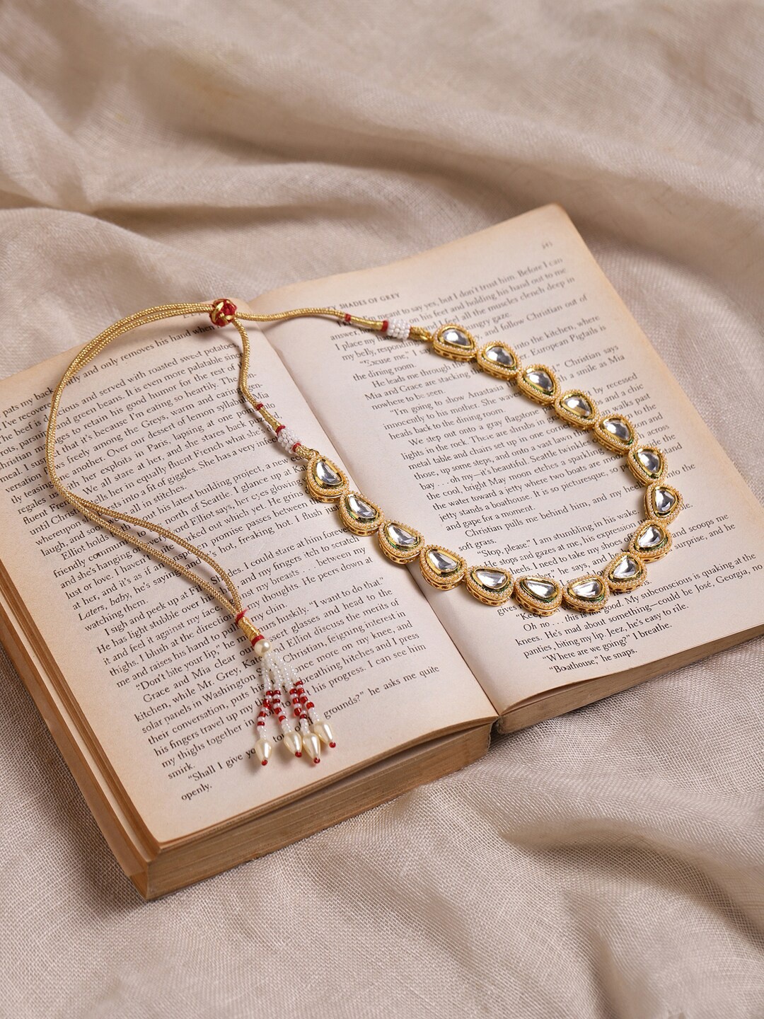 

Ruby Raang White Brass Gold-Plated Necklace