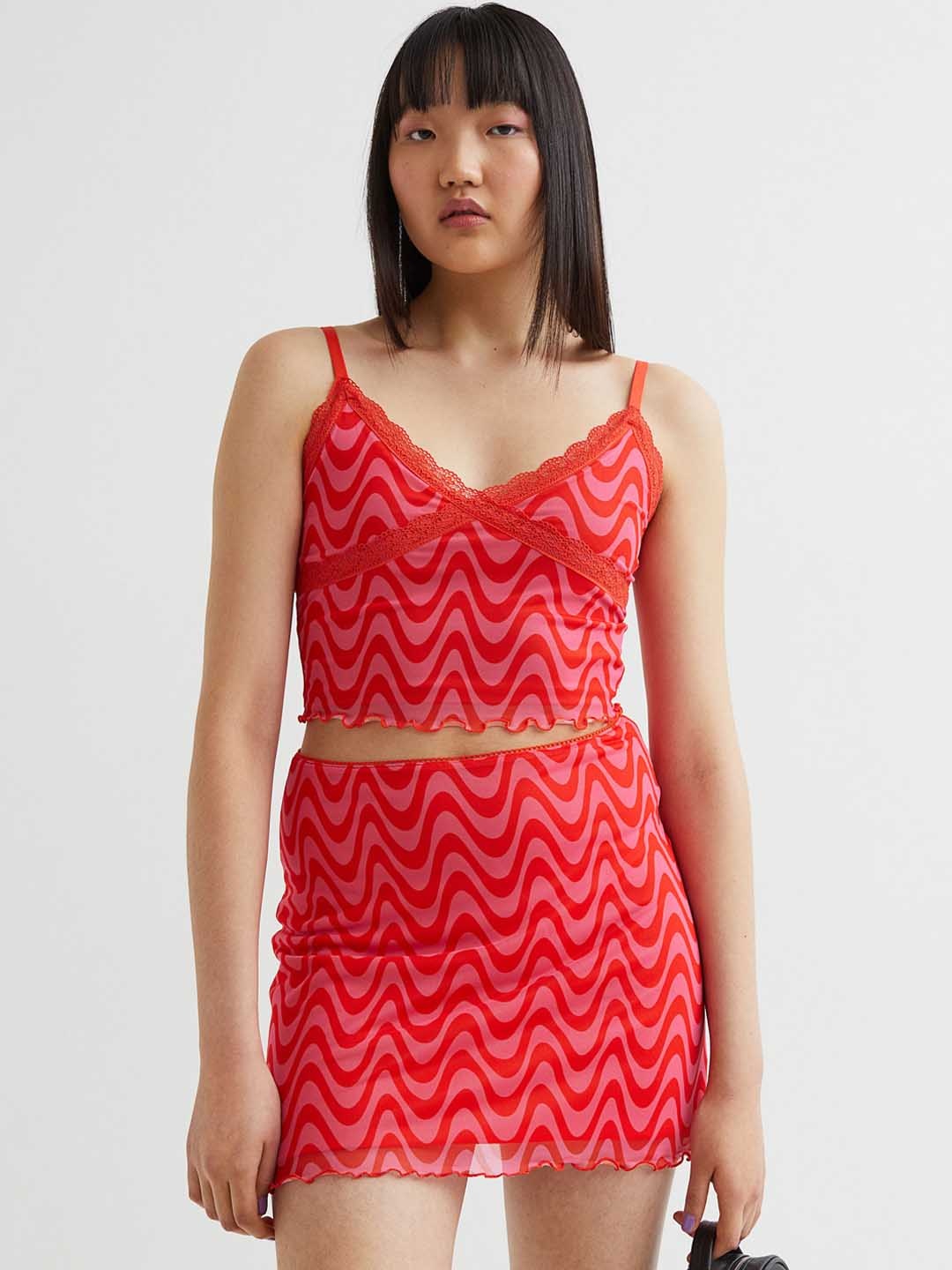 

H&M Orange Short Mesh Skirt