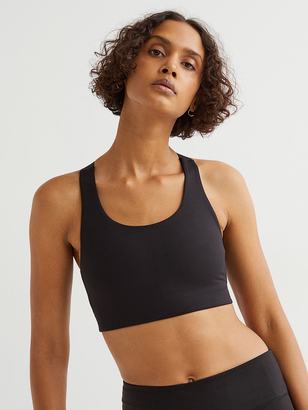

H&M Black Solid High Support Sports Bra