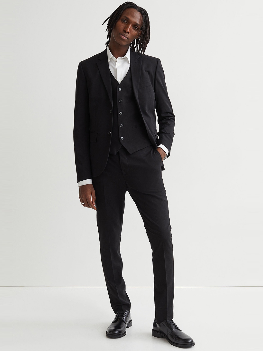 

H&M Men Black Solid Skinny Fit Suit Trouser