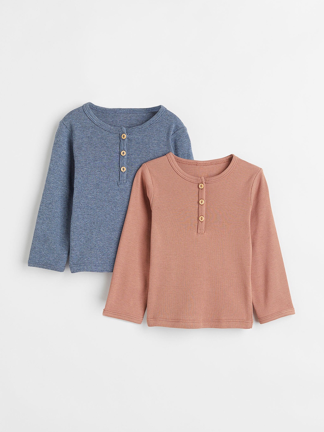 

H&M Pack of 2 Beige & Blue Solid Sweatshirts