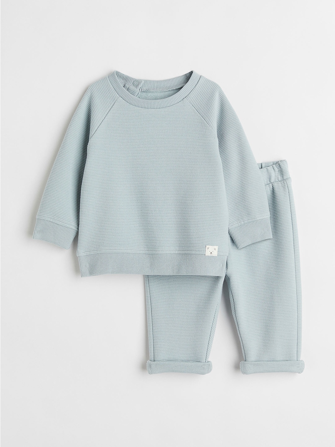 

H&M Boys Pack Of 2 Blue Self Design Co-Ords