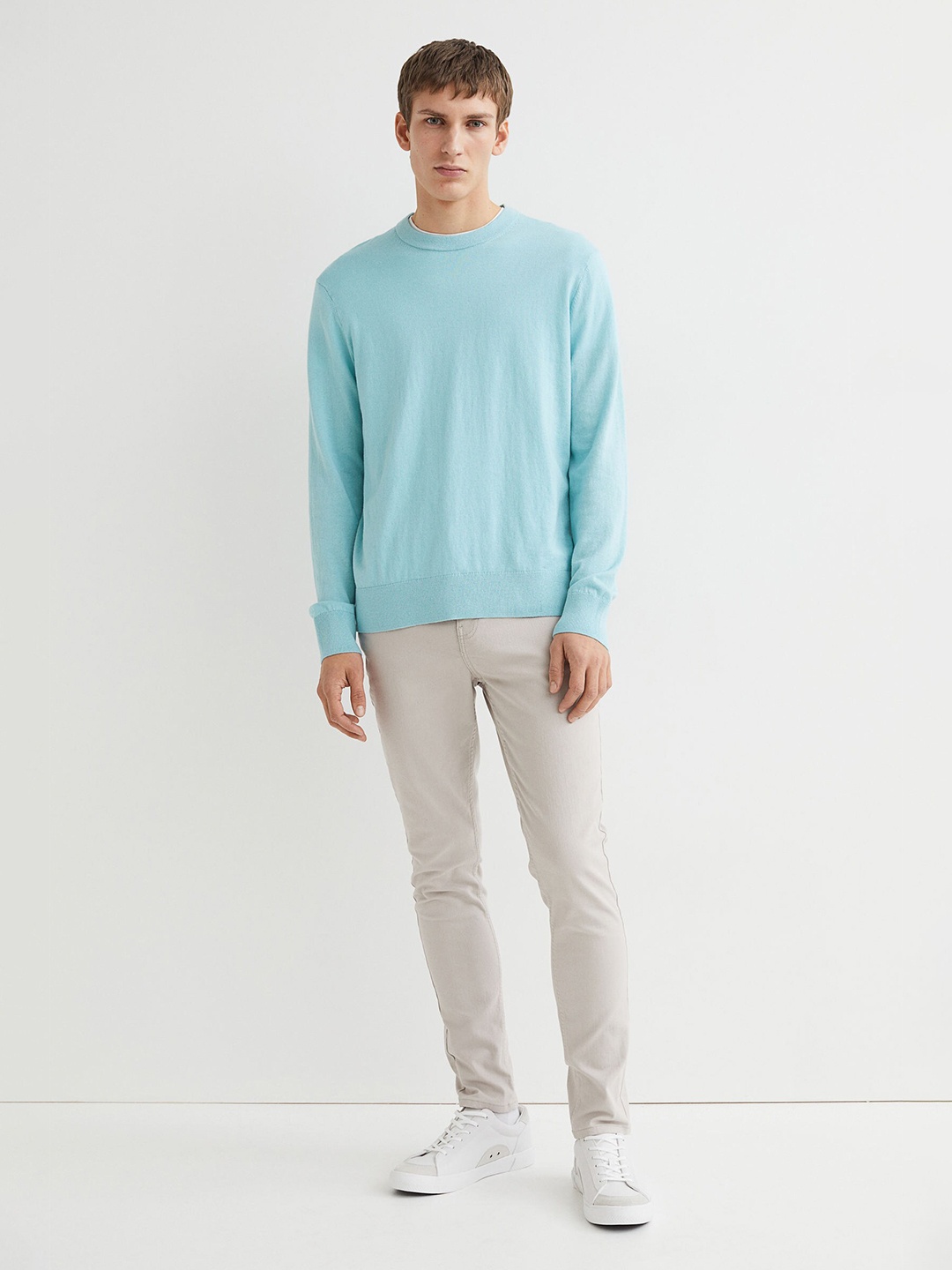 

H&M Men Turquoise Blue Cashmere-Blend Jumper