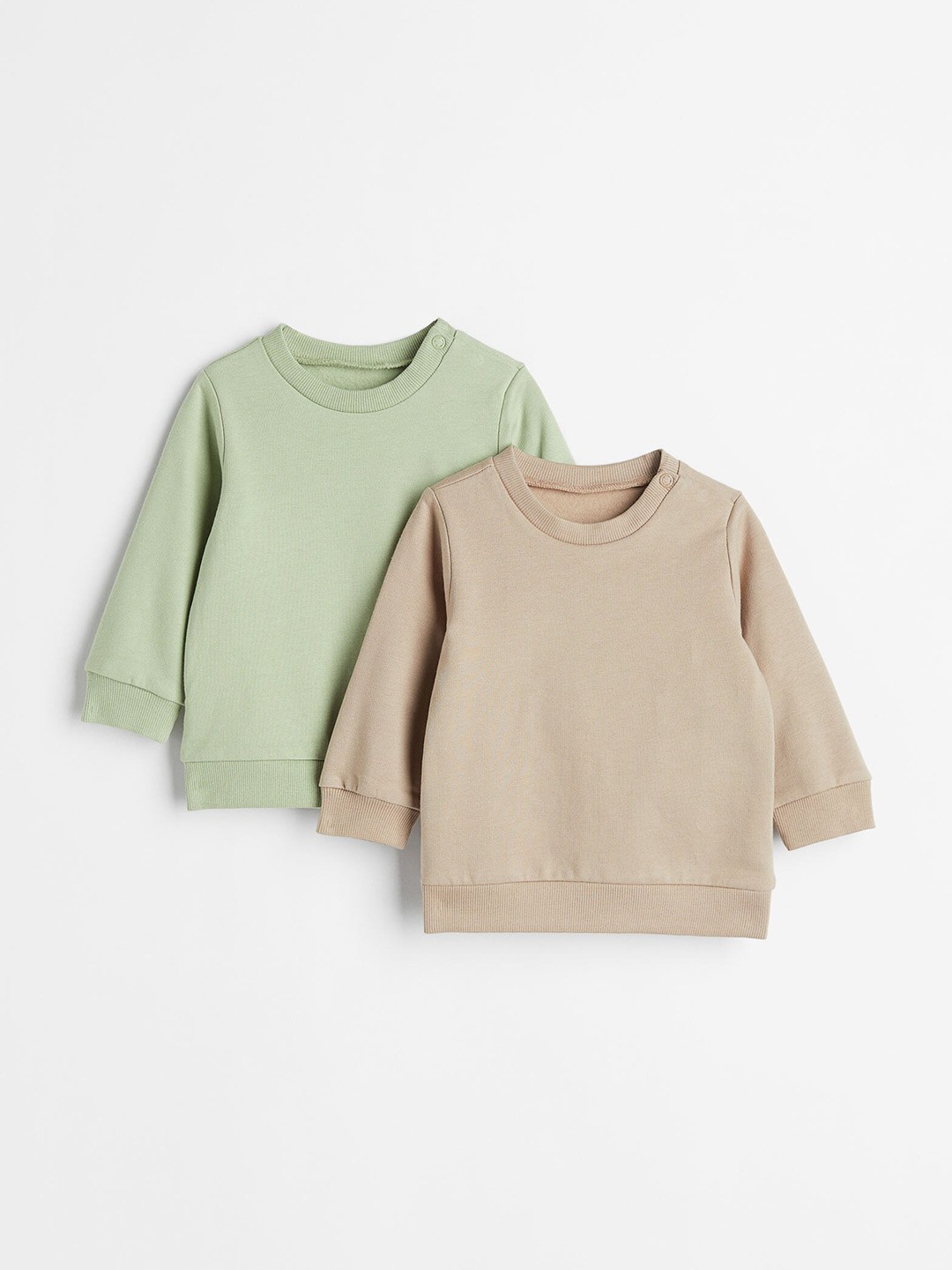 

H&M Pack of 2 Green & Beige Cotton Sweatshirts