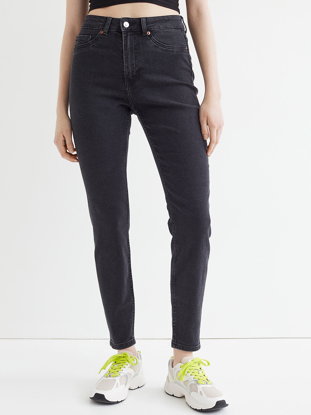 

H&M Women Grey Solid Skinny High Jeans