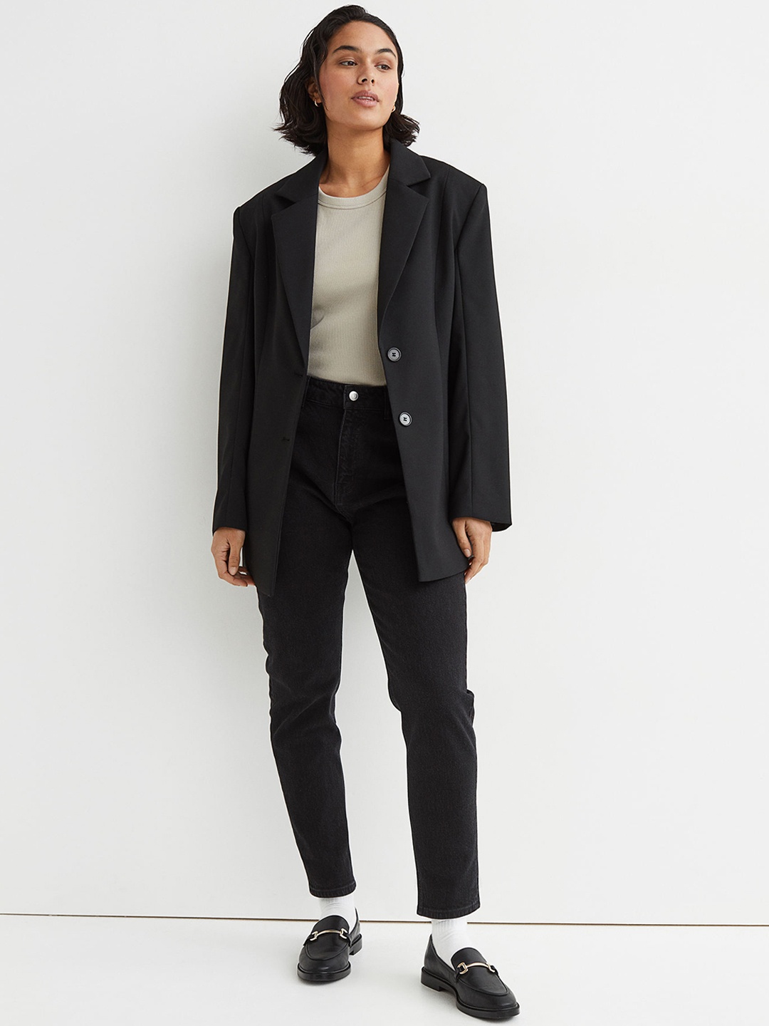 

H&M Black Slim Mom High Ankle Jeans