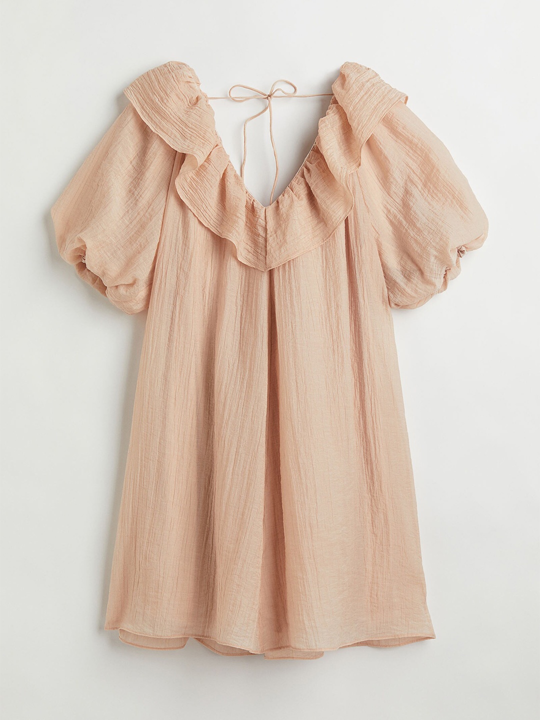 

H&M Women Pink V-Neck Balloon-Sleeved Dress