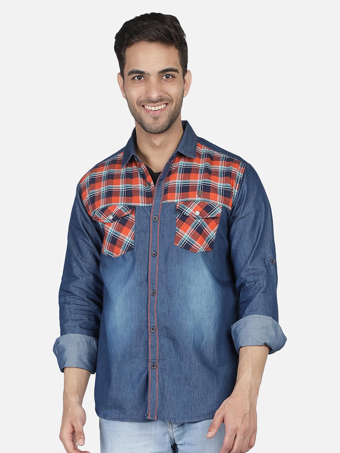 

Kuons Avenue Men Orange Smart Slim Fit Checked Casual Shirt