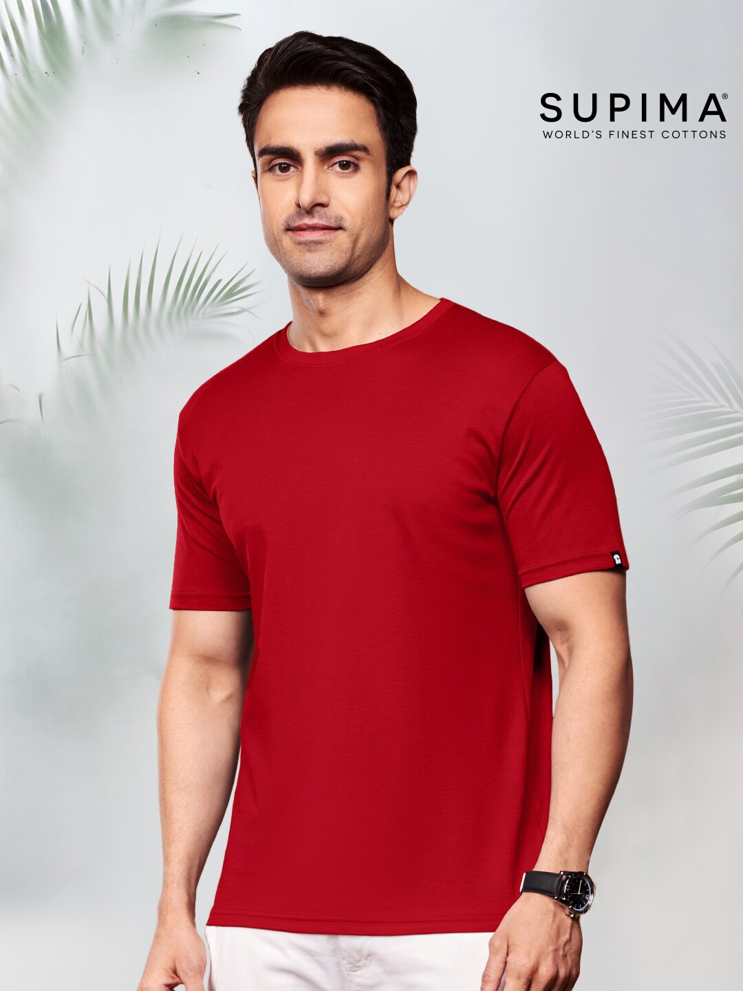 

The Souled Store Men Red Solid Short Sleeves T-shirt