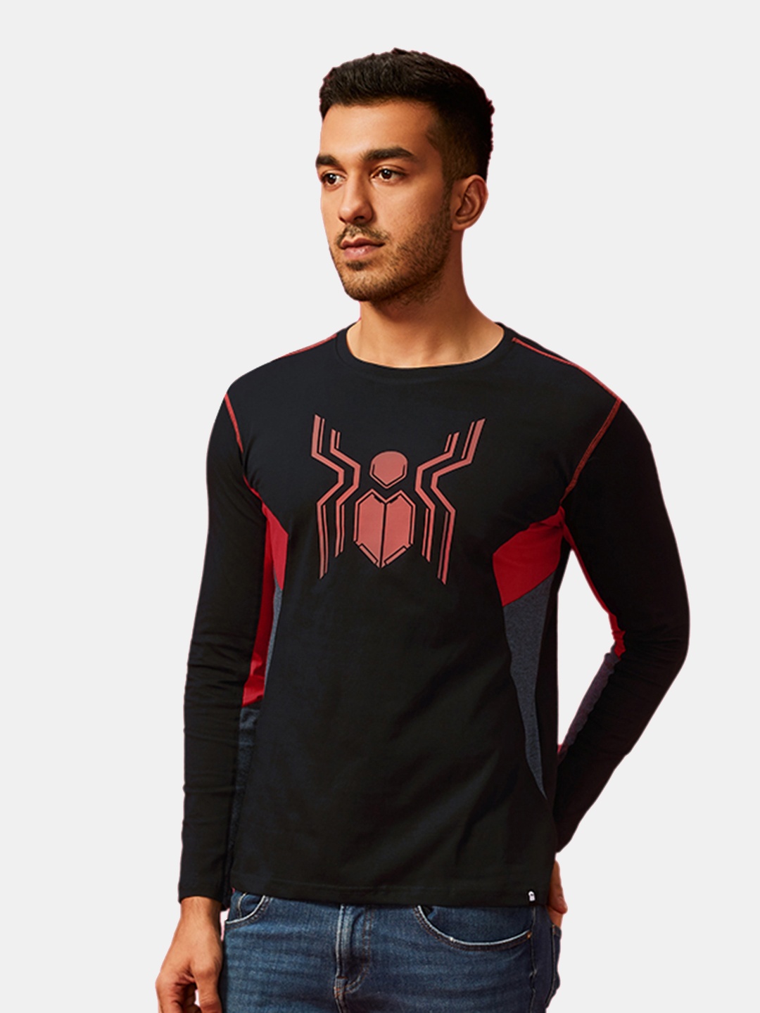 

The Souled Store Men Black & Red Spider-Man Printed Cotton Round Neck T-shirt