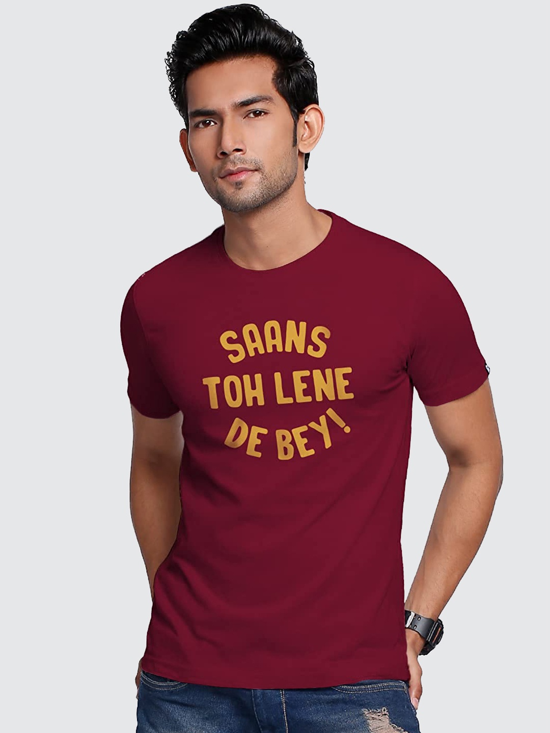 

The Souled Store Men Maroon Typography Cotton Printed T-shirt