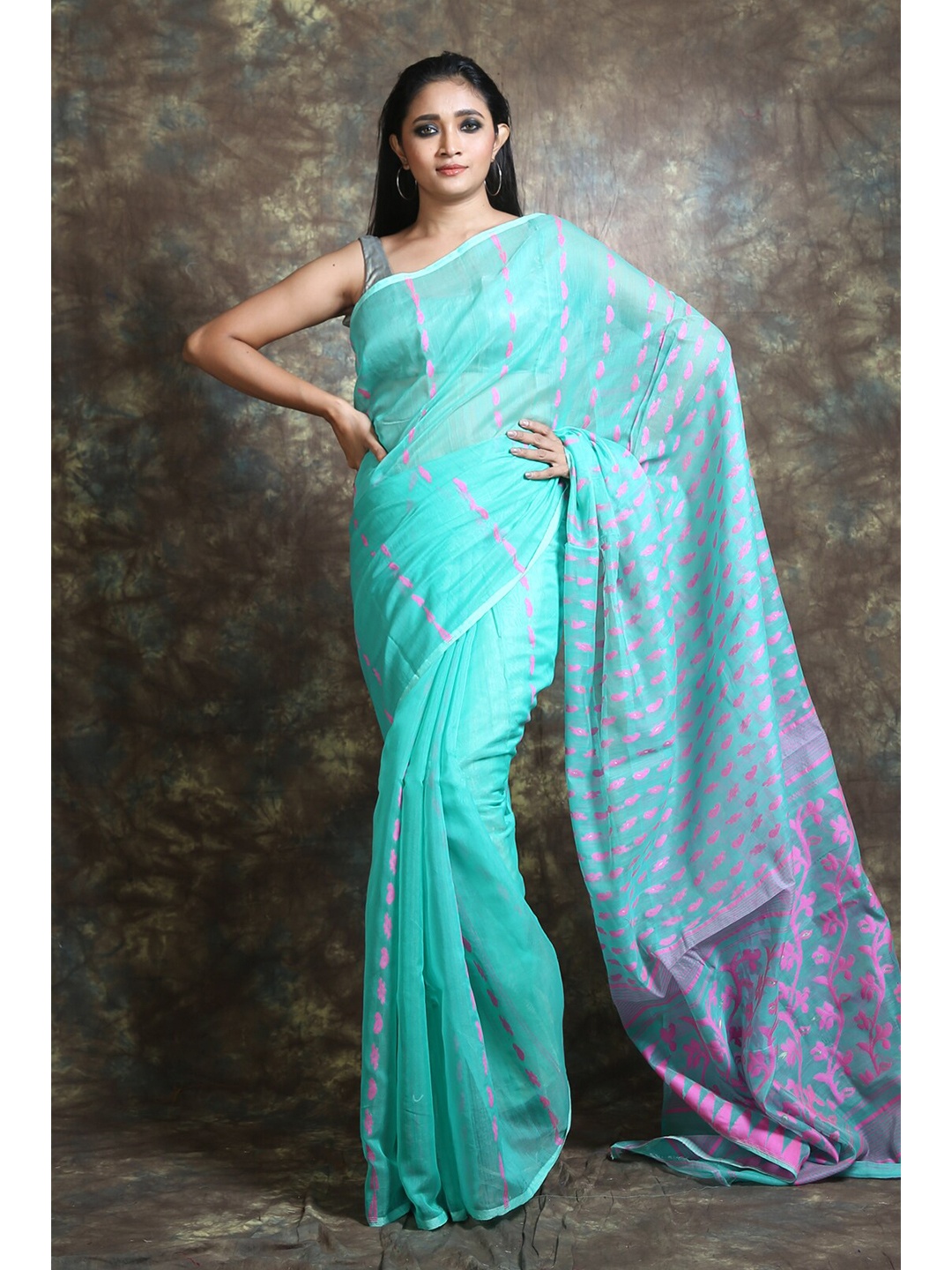 

Arhi Blue & Pink Woven Design Silk Cotton Saree