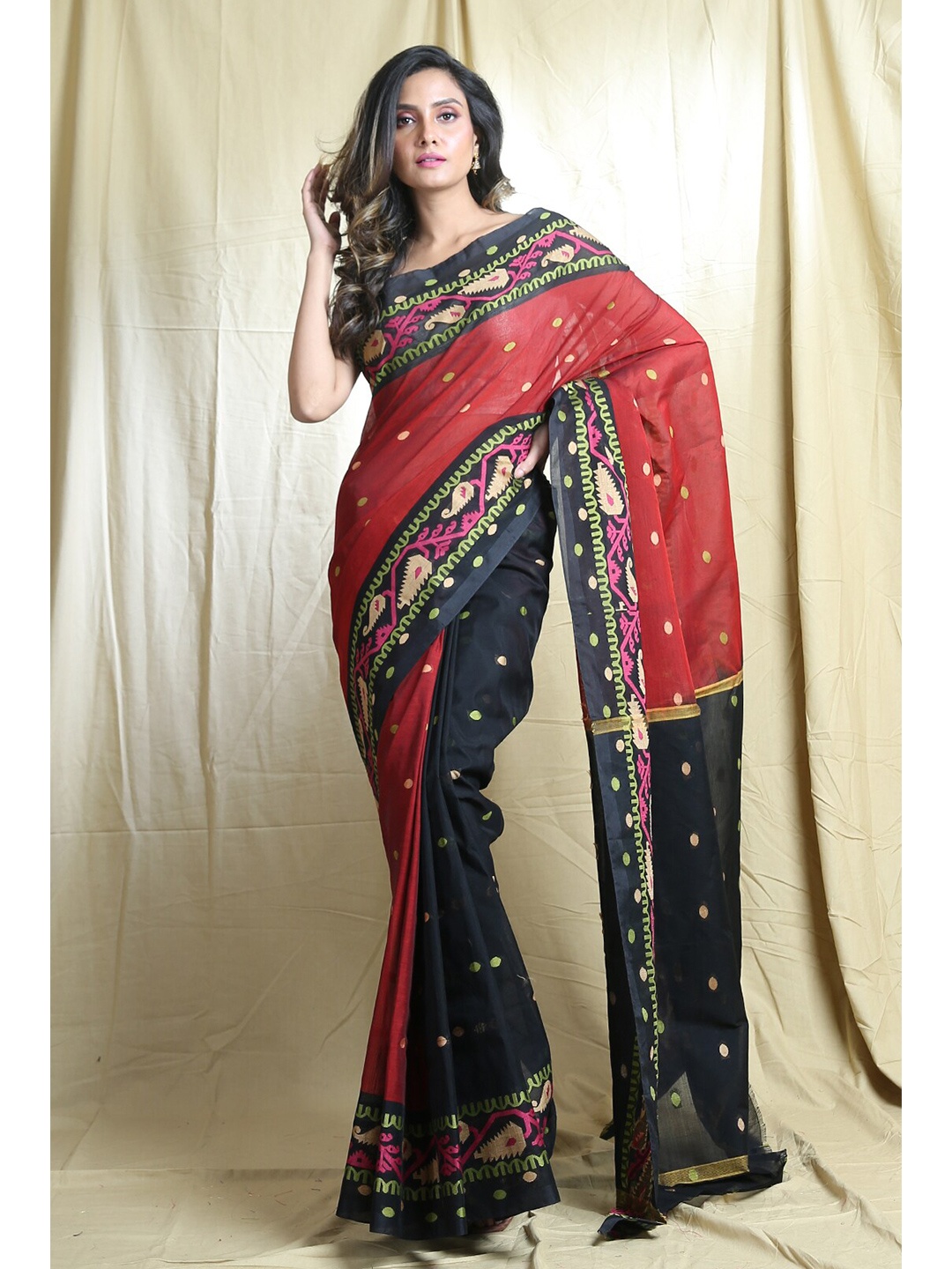 

Arhi Red & Black Woven Design Saree