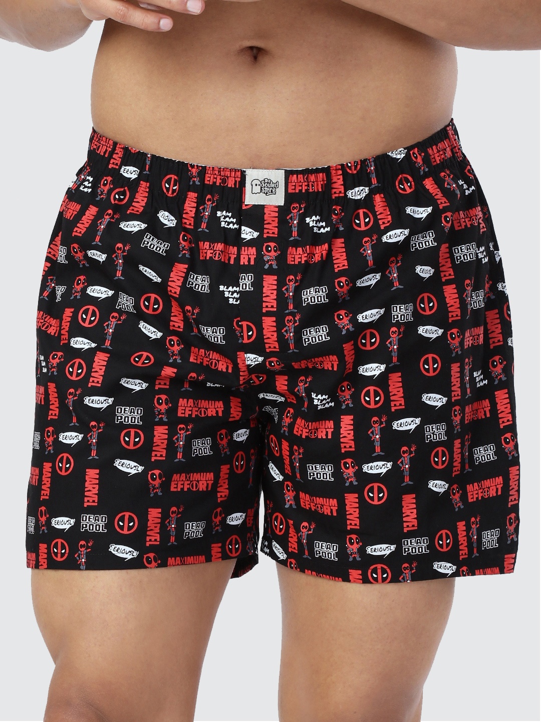 

The Souled Store Men Black & Red Printed Pure Cotton Boxers