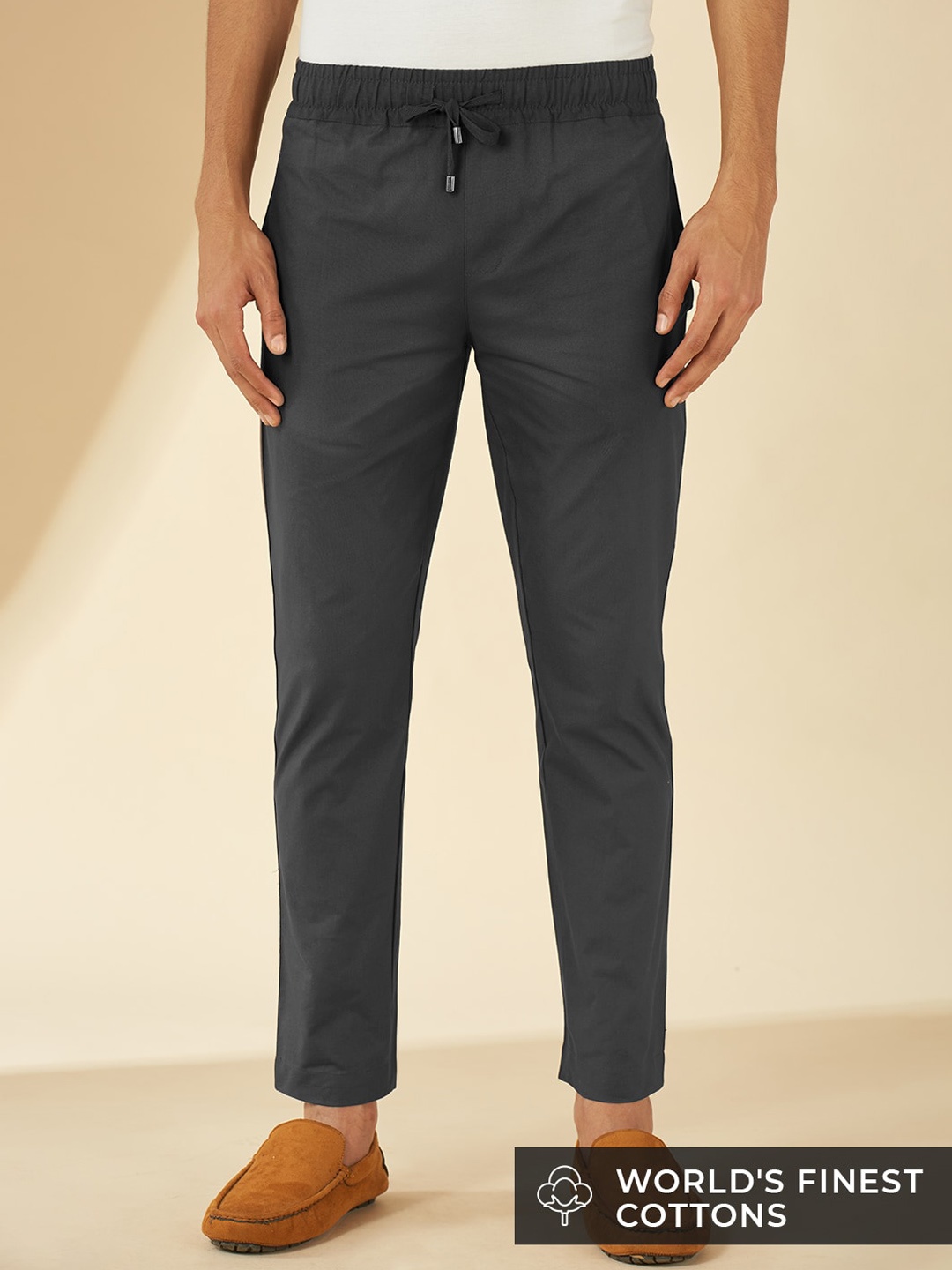 

The Souled Store Men Charcoal Slim Fit Chinos Track Pants