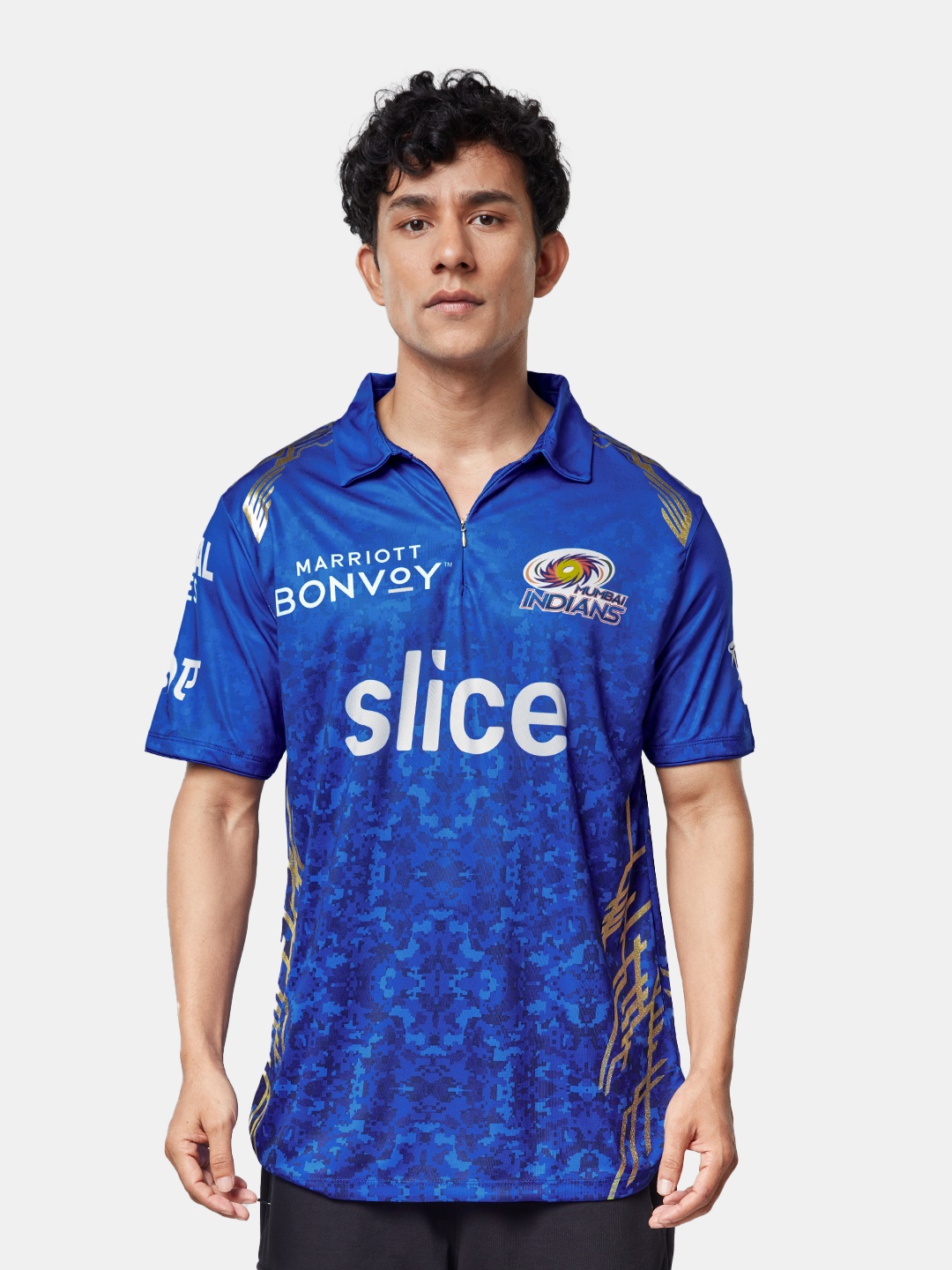 

The Souled Store Men Blue Mumbai Indians Printed Polo Collar T-shirt